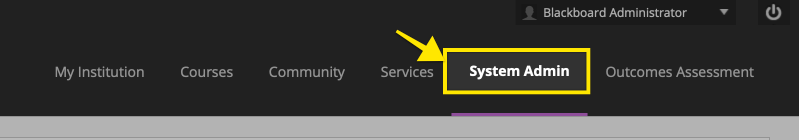 System admin button within blackboard LMS
