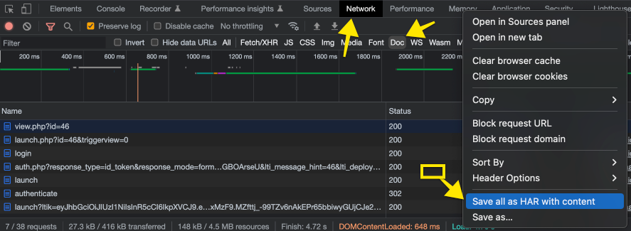 Developer Tools Network Tab In Google Chrome Web Browser