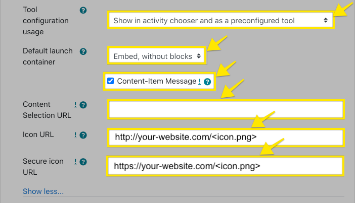 Moodle register tool form