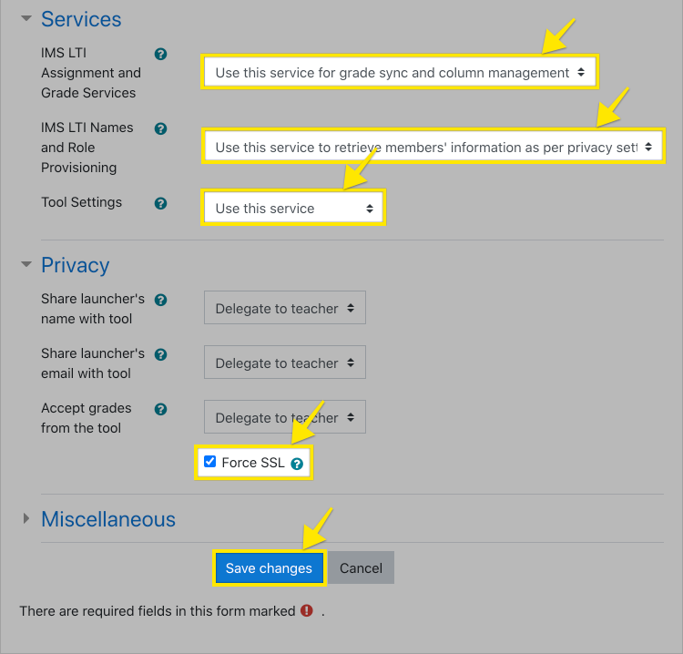 Moodle register tool form