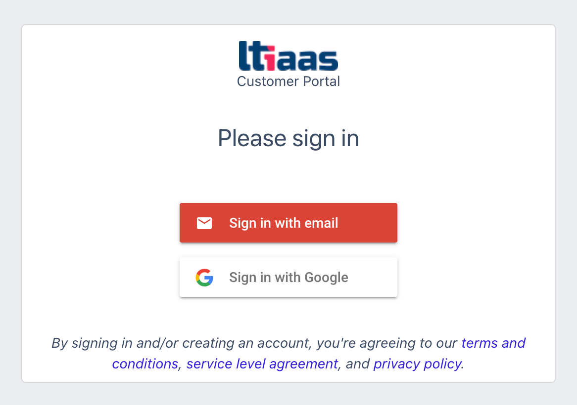 LTIAAS Portal login page