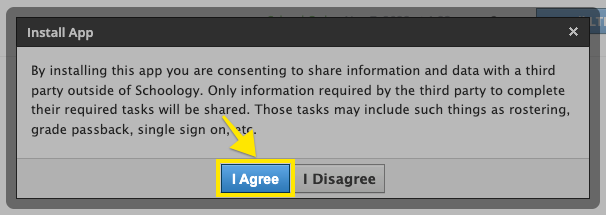 Schoology install app consent dialog