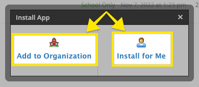 Schoology install location dialog